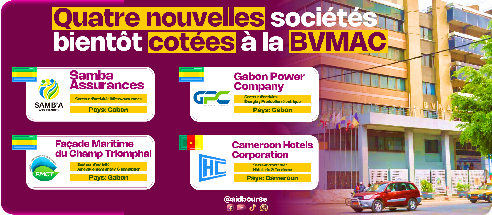 4 nouvelles sociétés vers la BVMAC BAD finance introduction en Bourse